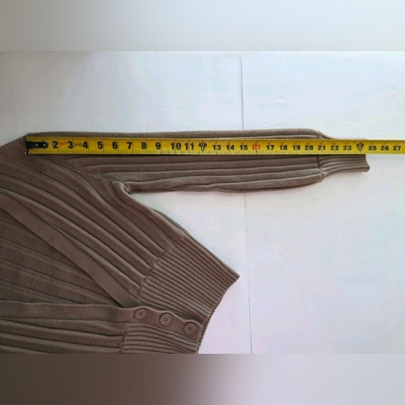 Wilfred Plunge Front Cardigan Merino Wool Blend Three Button Front In Brown Sz L - Picture 11 of 14